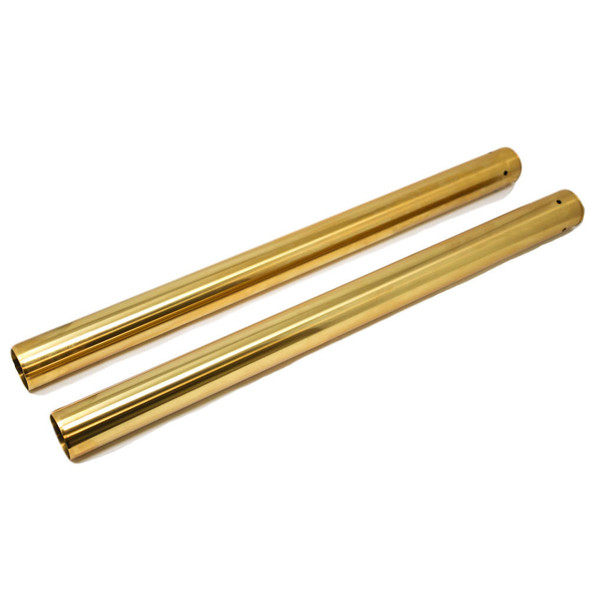 Deadbeat Customs - 49MM Gold TiN Coated Harley Fork Tubes - Standard 25.5" fits '06-'17 Dyna Models