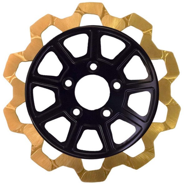  Lyndall Brakes - Black/Gold Rear 11.5" (6mm) Center Hub Bow Tie 9-Spoke Rotor 