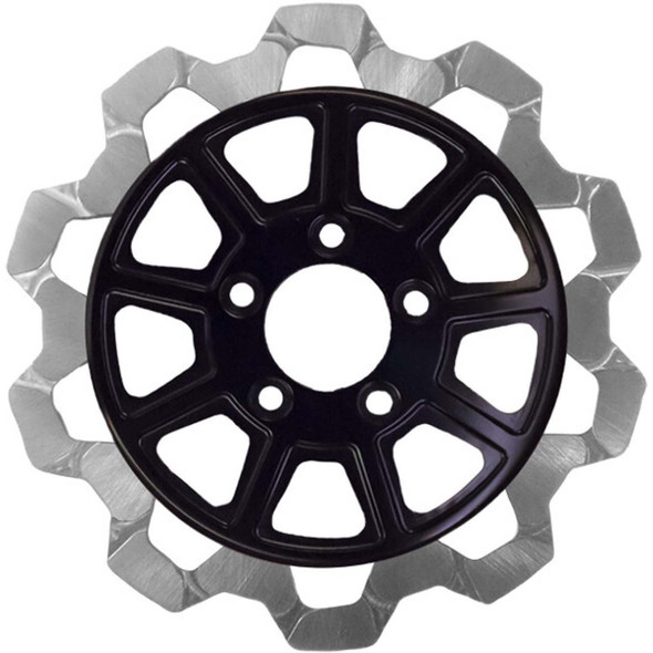  Lyndall Brakes - Black/Silver Rear 11.5" (6mm) Center Hub Bow Tie 9-Spoke Rotor 