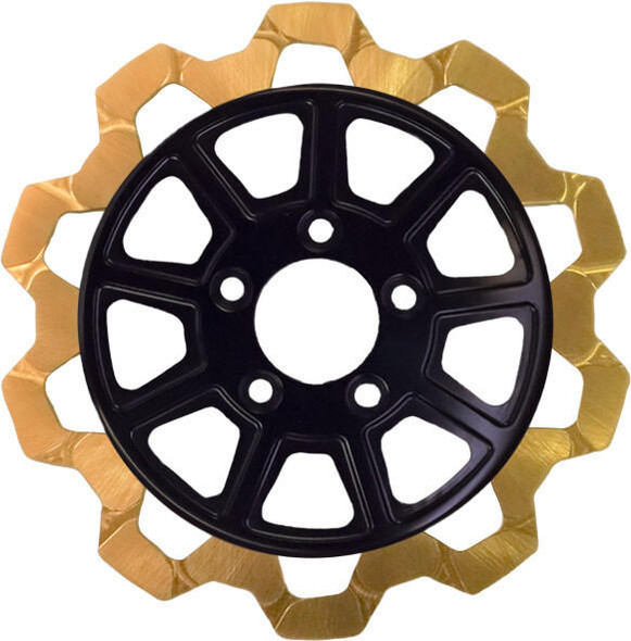  Lyndall Brakes - Black/Gold Front 11.8" Center Hub Bow Tie 9-Spoke Rotor 