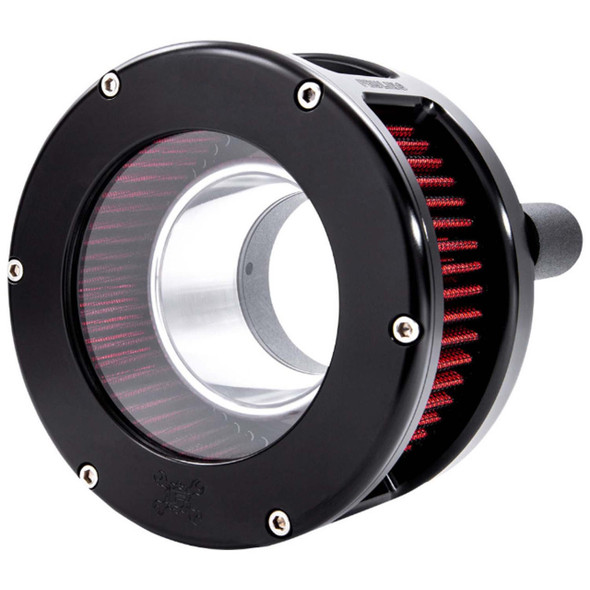 Feuling - Black/Red BA Series Air Cleaner Kit W/ Clear Cover fits '17-'25 Touring (Except '23 FLHXSE/FLTRXSE), '17-'25 H-D FL Trike, '18 & Up M8 Softail Models