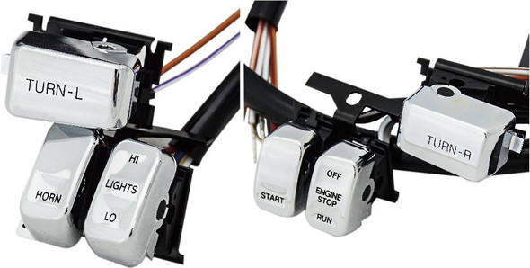 Harddrive - 370304 - Hbar Switch Kit Chr/ Blk Lettr 1996-06 W/Out Cruise Cntrl