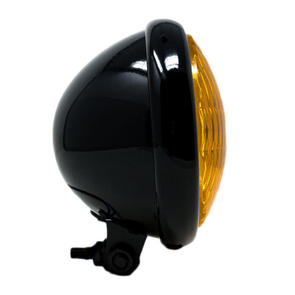 Motorcycle Supply Co. - Black 5-¾" Headlight - Amber Lens