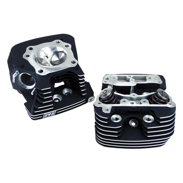  S&S Cycle - Wrinkle Black Powdercoat 89cc Super Stock™ Cylinder Heads fits '06-'17 Twin Cam Models (Exc. Twin Cooled Motors) 