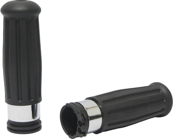 Harddrive - 72-158 - Grips Vintage Chrome Ring 96-Up Cable Throttle