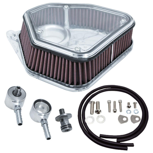  Alloy Art - Clear Boom Box Max Volume Air Cleaner Kit fits '17 & Up M8 Softail Models 