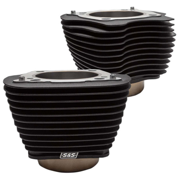 S&S Cycle - Wrinkle Black 4¼" Bore M8 Cylinders W/O Highlighted Cylinder Fins fits '17-'20 M8 Engines