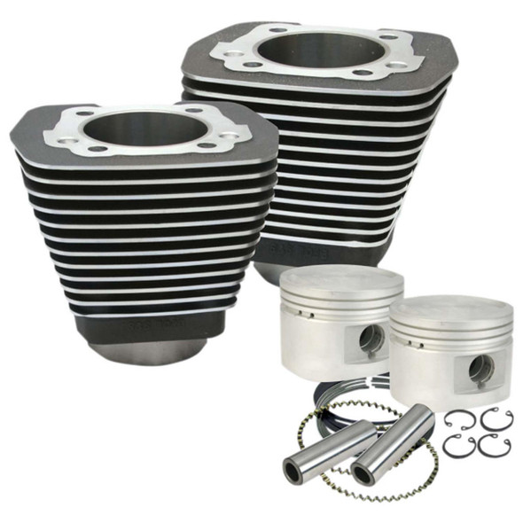  S&S Cycle - Wrinkle Black 80" Bore Cylinder & Piston Kit fits '84-'00 Evolution Big Twin Models W/ Stock or S&S Heads 