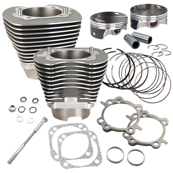 S&S Cycle - Stone Gray Powdercoat 124" Big Bore Kit fits '07-'17 Twin Cam Engines (4.125" Bore, 4⅝" Stroke, 11.4:1 Comp. W/ Stock Heads)