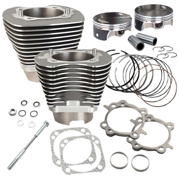S&S Cycle - Stone Gray Powdercoat 117" Big Bore Kit fits '07-'17 Twin Cam Engines (4.125" Bore, 4⅜" Stroke, 10.5:1 Comp. W/ Stock Heads)