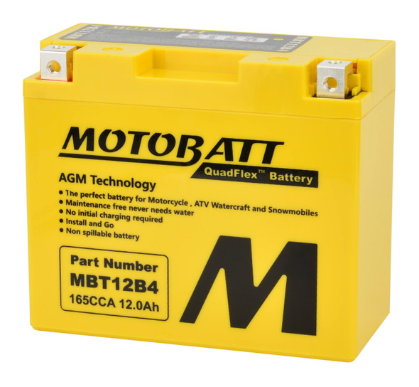 Motobatt - MBT12B4 - Battery Mbt12B4 Sealed Factory Activated