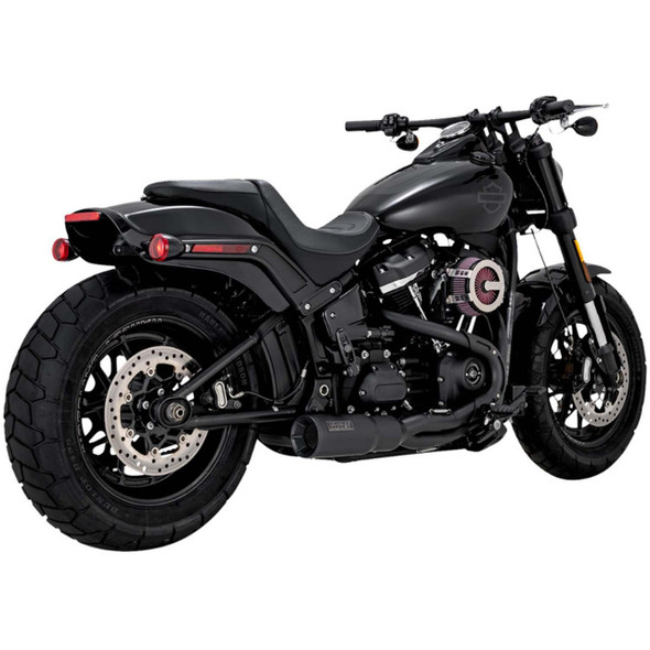 Vance & Hines - Black Stainless Steel 2-Into-1 Hi-Output Short Exhaust System fits '18-'24 M8 Softail Models (Except FLFB/​FXBR/​FXDRS)