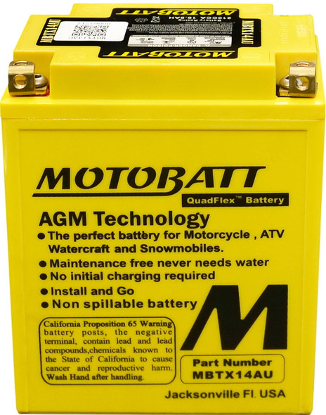 Motobatt - MBTX14AU - Battery Mbtx14Au Sealed Factory Activated