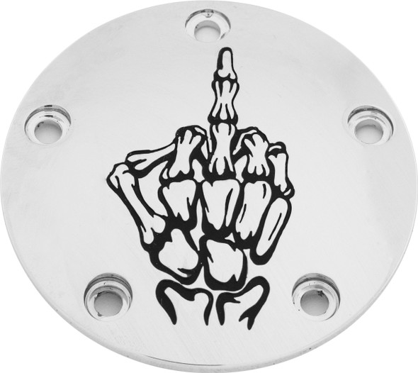 Custom Engraving - SKUL24-04 - Tc Timer Cover Bone Finger Chrome