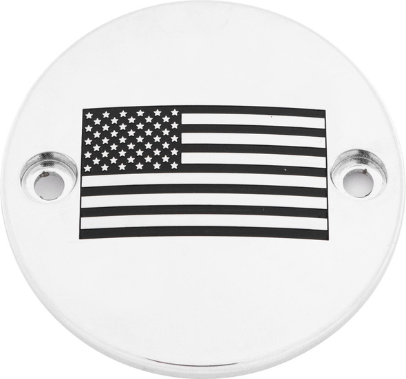 Custom Engraving - PATR21-63 - M8 Timer Cover American Flag Chrome