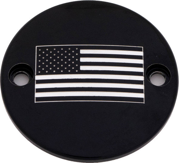 Custom Engraving - PATR21-63BG - M8 Timer Cover American Flag Black