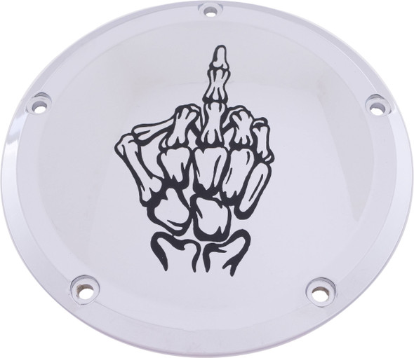 Custom Engraving - SKUL24-67 - 6 M8 Softail Derby Cover Bone Finger Chrome