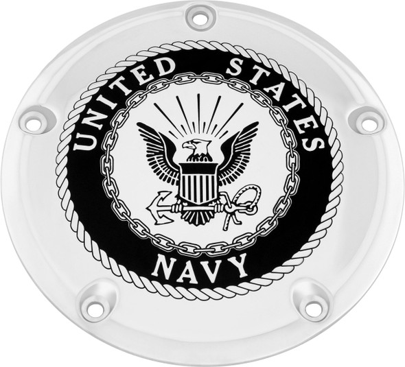 Custom Engraving - NAV15-46 - 7 M8 Flt/Flh Derby Cover Navy Chrome