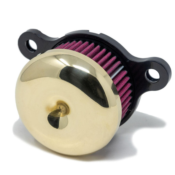 Motorcycle Supply Co. - Round/ Brass Air Cleaner Kit - fits '91 & Up XL Sportster Models