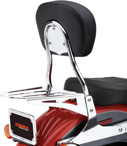 Cobra - 602-1304 - Short Sissy Bar Round Chrome Flst/C/N/S/Sc 00-17
