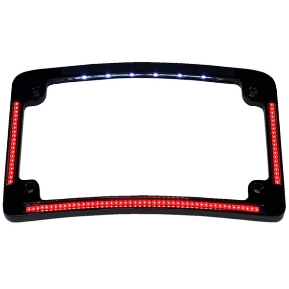 Custom Dynamics - Black Radius License Plate Frame W/ Auxiliary Red/White LEDs and Tag Illumination