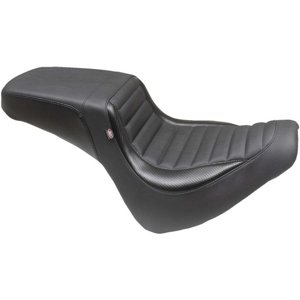 Mustang - Black Tuck-n'-Roll Squareback Two-Up Seat fits '18-'23 Fat Bob Models