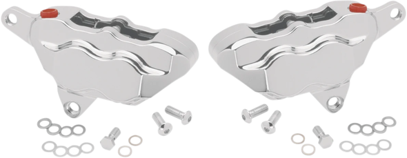 Hawg Halters Inc 4 Pist Front Dual Caliper Kit Chrome 84-99 W/ 11.5" Rotor FKDDCC550