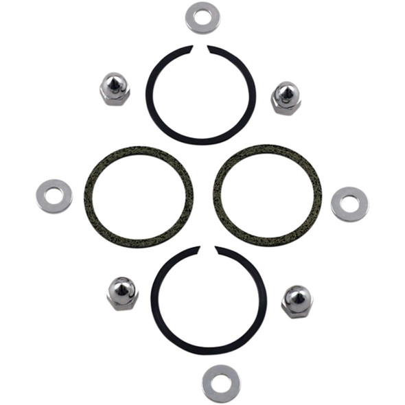 James Gaskets - Stainless Steel Wire Exhaust Port Gasket Kit W/ Chrome Acorn Nuts fits '84-'21 Evolution Big Twin & '86-'21 Sportster Models (Exc. '21 Sportster S/RH1250S)