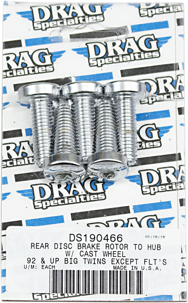  Drag Specialties - Rotor-to-Hub Bolt Kit fits '99-'22 Big Twin & '92-'20 XL Models W/ Cast/Spoke Wheels (Repl. OEM #43567-92) - Chrome 