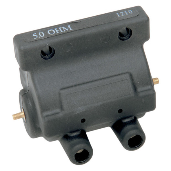 Drag Specialties - 12 Volt Dual-Fire Ignition Coil - Black 5 ohm/Points Ignition (Repl. OEM # 31609-65)