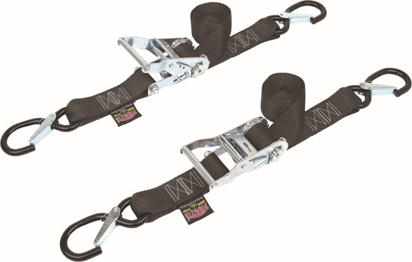 Powertye - 30572-S - Tie-Down Ratchet Sec Hook 1.5"X6' Black Pair