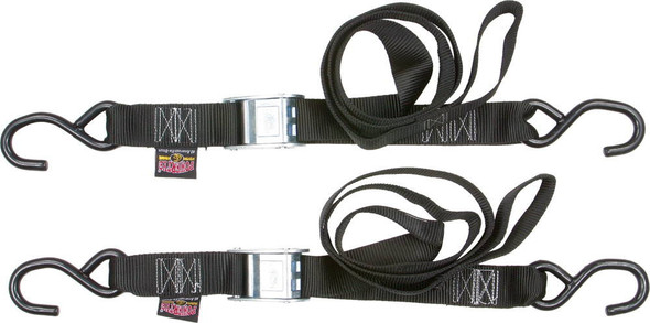 Powertye - 28622 - Tie-Down Cam S-Hook 1.5"X5.5' Black Pair