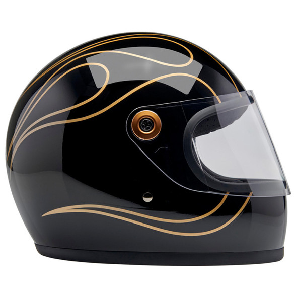 Biltwell - Gloss Black Flames Large Gringo S Helmet (Open Box)