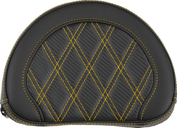 Saddlemen - 051320707 - Contoured Sissy Bar Pad - Lattice Stitch - Gold Stitch