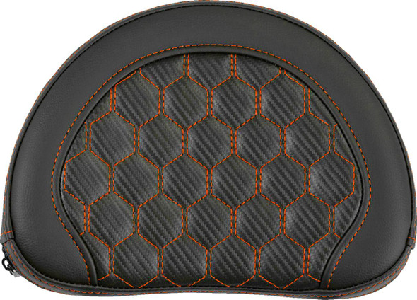 Saddlemen - 051319003 - Contoured Sissy Bar Pad - Honeycomb - Orange Stitch