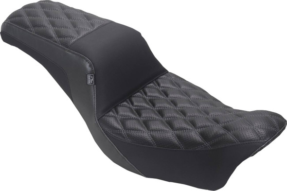 Mustang - Gray Stitch Double Diamond Squareback Seat fits '06-'17 Dyna Models