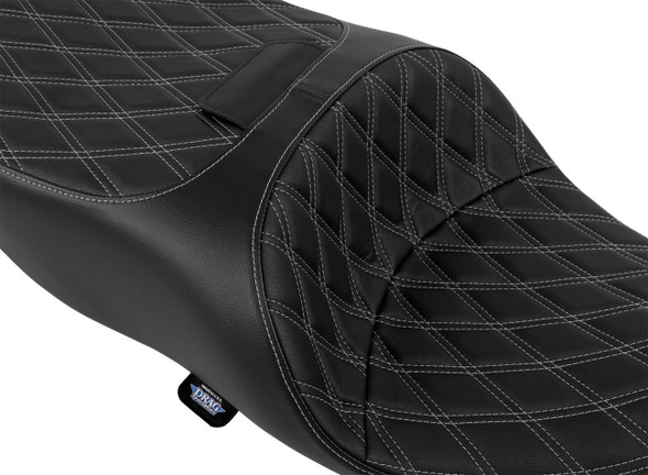 Drag Specialties Seats - Double Diamond Silver Stitch Vinyl Freedom Seat fits '15-'25 FLRT/FLTRT Models