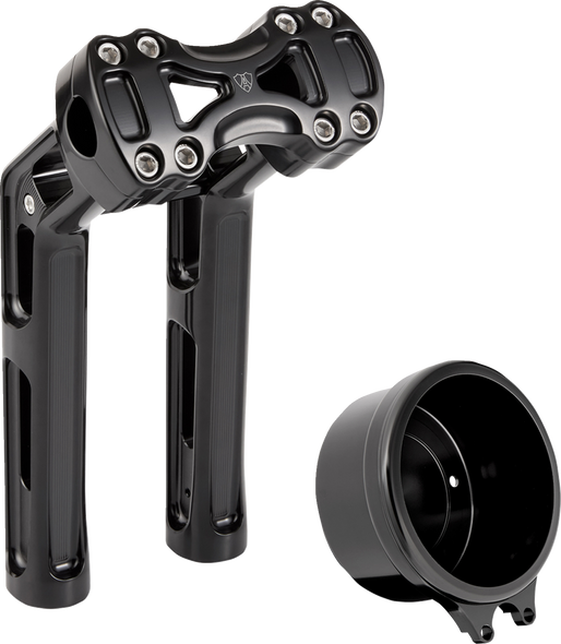 Arlen Ness - 520-073 - Method Wayback Risers - 10" - Softail - 4" Round Gauge - Black