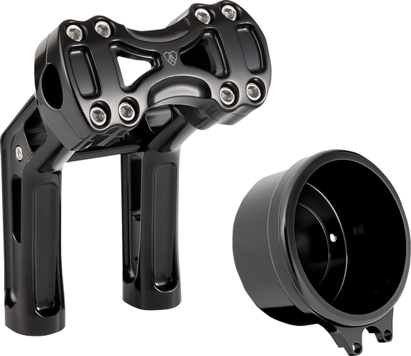 Arlen Ness - 520-074 - Method Wayback Risers - 7" - Softail - 4" Round Gauge - Black
