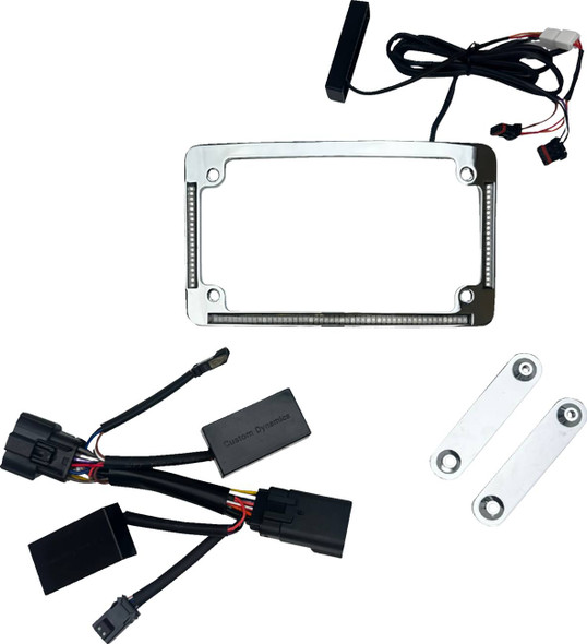 Custom Dynamics - TF05-2026-C - License Plate Frame - All-In-One Auxiliary - LED - Chrome