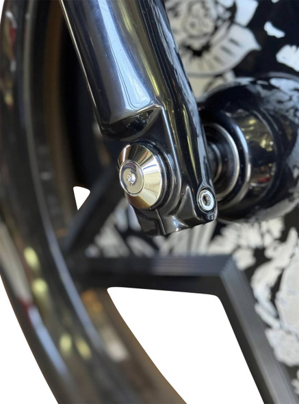 Paul Yaffe Bagger Nation - PYO:YAXLE-07-SM-C - Y-Axle with Smooth Style Axle Cover Kit - Custom - Front - Chrome - 1"