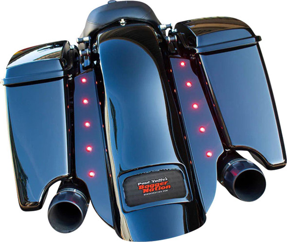 Paul Yaffe Bagger Nation - PYO:KIT-3PC-DO-STD-B - Swoop Rear Fender - With Side Covers - Black Plate Frame - Lightning Bolts - HD Touring