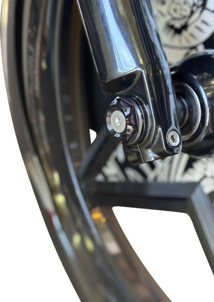 Paul Yaffe Bagger Nation - PYO:YAXLE-08-HT-BK - Y-Axle with Turret Style Axle Cover Kit - Custom - Front - Black - 25 mm