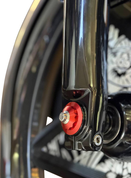 Paul Yaffe Bagger Nation - PYO:YAXLE-07-TP-RD - Y-Axle with 12 Point Style Axle Cover Kit - Custom - Front - Red - 1"