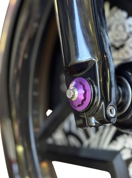 Paul Yaffe Bagger Nation - PYO:YAXLE-08-TP-PR - Y-Axle with 12 Point Style Axle Cover Kit - Custom - Front - Purple - 25 mm