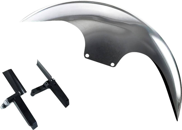 Paul Yaffe Bagger Nation - PYO:CAFE-19-18SG-B - Cafe Front Fender - 18" Wheel - With Inverted Fork Adapters - Debris Guards - HD Softail