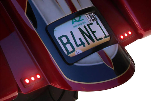 Paul Yaffe Bagger Nation - PYO:TPLK-R-B - Tri-Pod Taillight - Lightning Bolts - Rectangle - Black