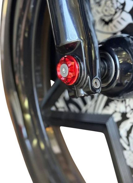 Paul Yaffe Bagger Nation - PYO:YAXLE-08-HT-RD - Y-Axle with Turret Style Axle Cover Kit - Custom - Front - Red - 25 mm