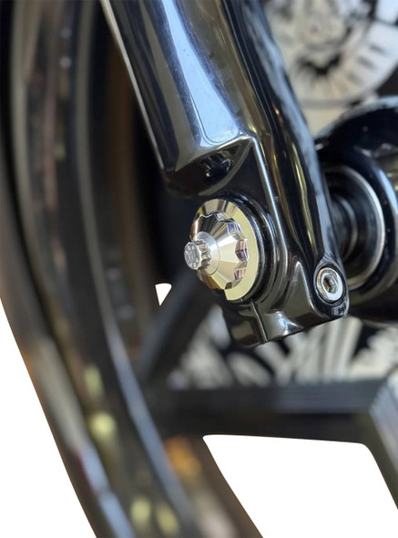 Paul Yaffe Bagger Nation - PYO:YAXLE-07-TP-CP - Y-Axle with 12 Point Style Axle Cover Kit - Custom - Front - Chrome - 1"