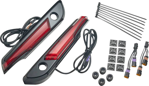 Ciro - 40182 - Lighted Saddlebag Hinge Covers - Red/Black